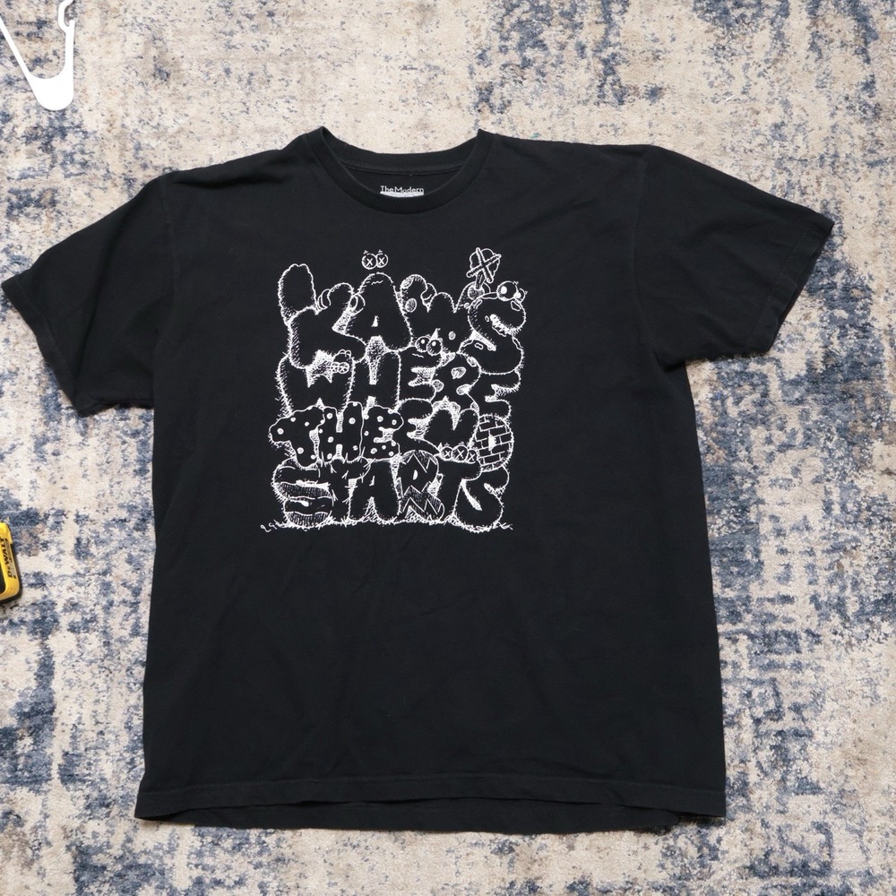 Kaws x The Modern "Where The End Starts" shirt. kaws shirt, kaws t-shirt XL